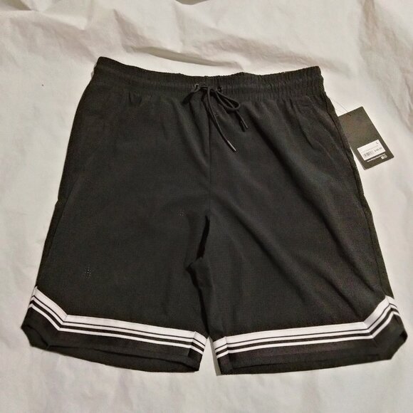 90 Degree By Reflex Mens Flight Perforated Shorts Black Zip Pocket Black White L - Picture 1 of 7